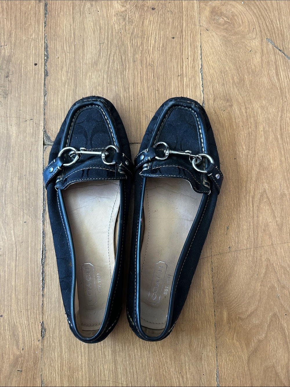 Vintage Coach Black Monogram Loafers